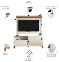 Painel Para TV 55 Pol e Rack Bancada 150cm Lucca Off/Freijó C01 - Mpoz