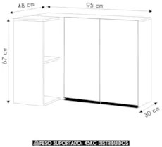 Armário de Cozinha Aéreo 95cm Sirelian Atacama/Branco A15 - Mpozenato