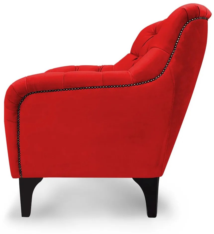 Poltrona Decorativa Roma Botonê Pés Madeira Veludo Vermelho - Sheep Estofados - Vermelho