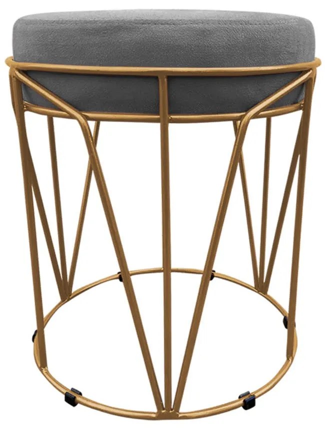 Puff Multiuso com Mesa Babu 2 em 1 Suede Base Dourado D'Rossi - Grafite