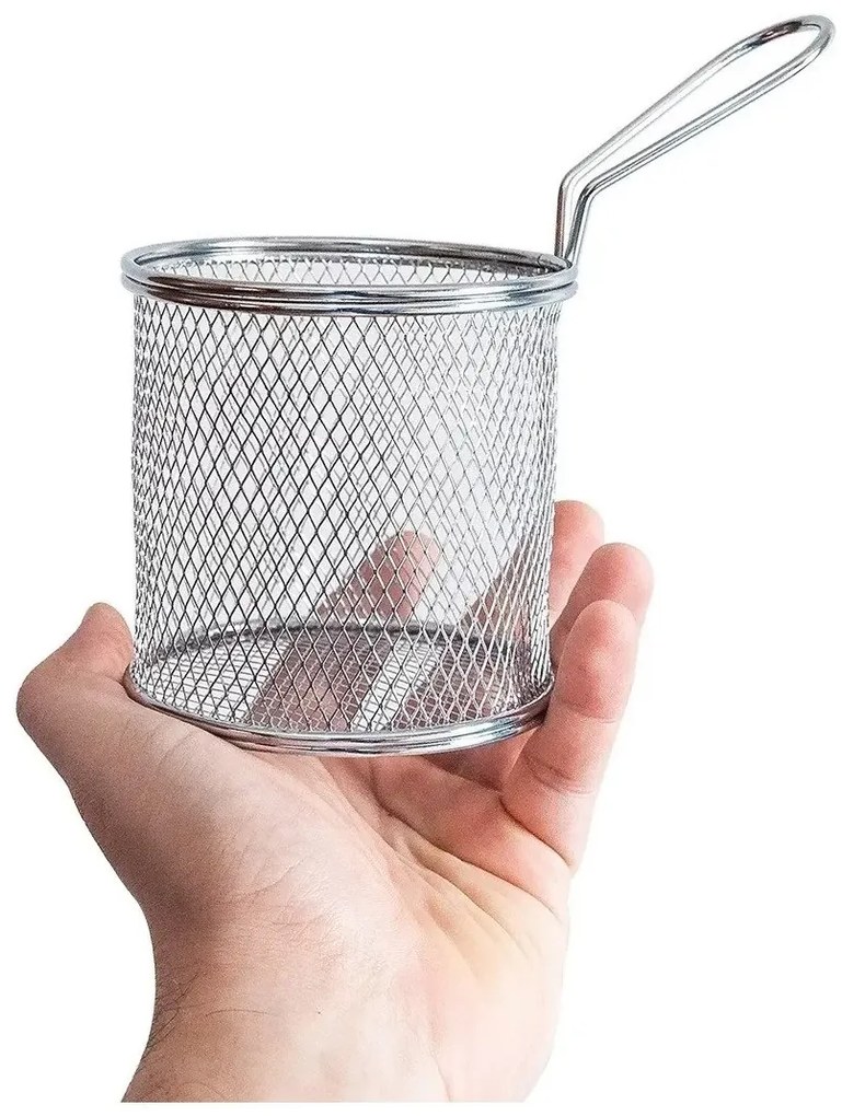 kit Mini Cestinha Redonda de Inox - 02 unidades
