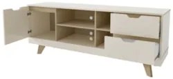 Rack Tv 65 Pol 160cm com 1 Porta Jaina Off White/Carvalho A09 - Mpozen
