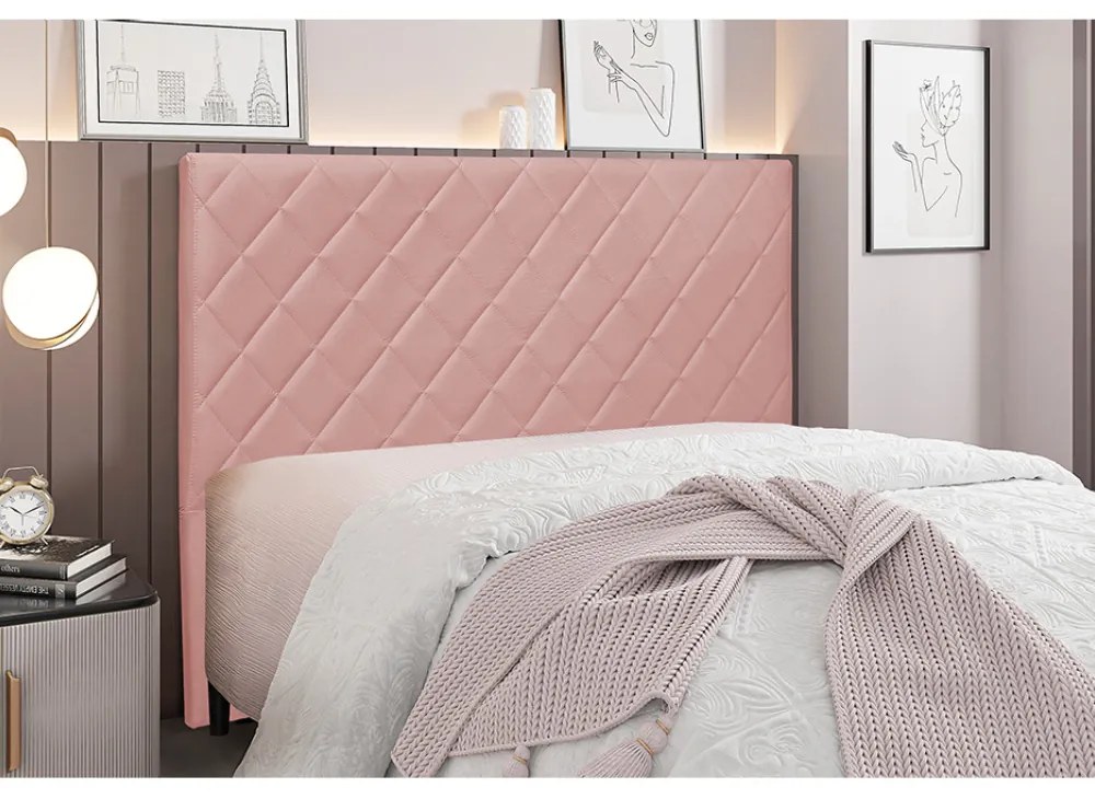Cabeceira Cama Box Casal 140 cm Dubai Veludo S04 - D'Rossi - Rosa