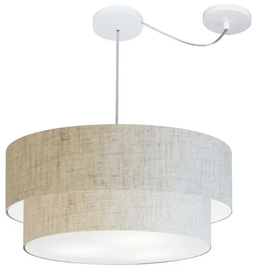 Lustre Pendente Cilíndrico Com Desvio Rustico Bege MJ-4368 Para Mesa de Jantar e Estar