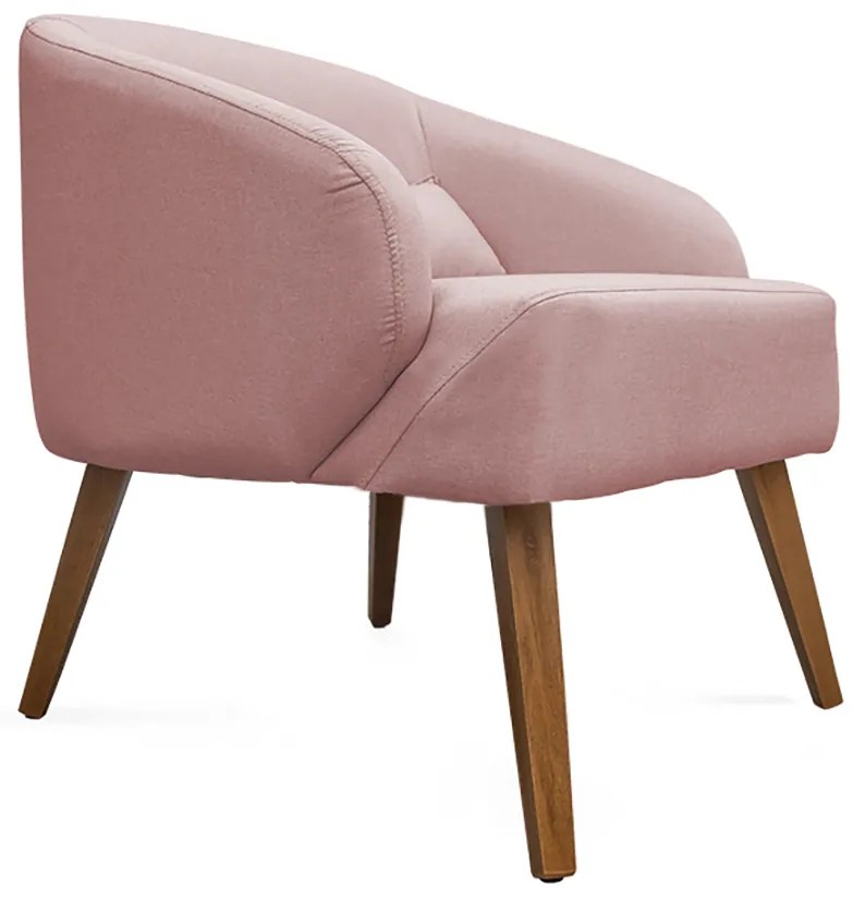 Kit 2 Poltronas Decorativas Lara Pés de Madeira Veludo Rosa - Sheep Estofados - Rosa