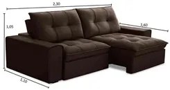 Sofá Retrátil Reclinável 3 Lugares 230cm Argon F05 Veludo Marrom - Mpo