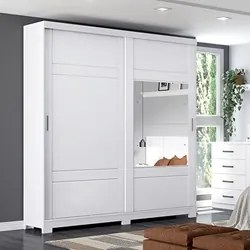 Guarda Roupa Solteiro Com Espelho 2 Portas Verg Flex Branco/Rosa Chá -