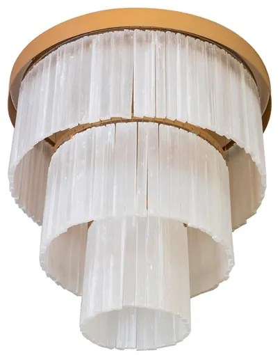 Plafon De Sobrepor Cristal E Aluminio Dourado Felsen