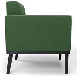 Sofá Namoradeira e 1 Poltrona Base Madeira Preto Ana Suede Verde - Ibi