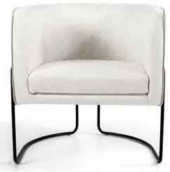 Kit 2 Poltronas Decorativas Pés Metal Betina A-48 Linho Flocos - Domi