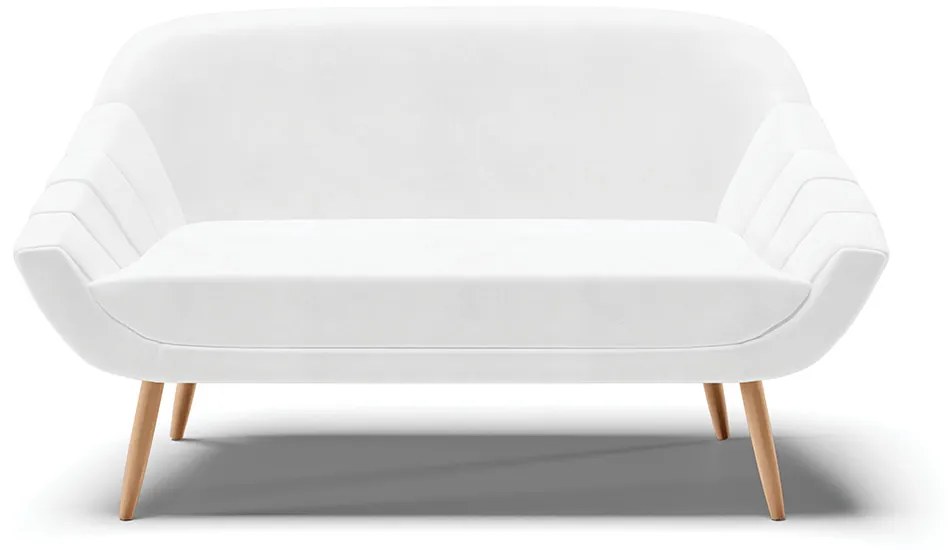 Kit 01 Namoradeira 02 Lugares e 02 Poltronas Giovana Corano Branco Pés Palito Natural - Indo Decorar