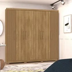 Guarda Roupa Casal 6 Portas 6 Gavetas 223cm Luko V02 Nature/Brisa - Mp