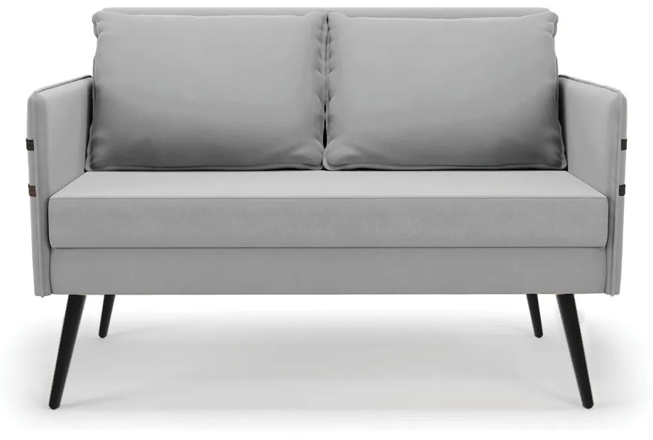 Namoradeira 02 Lugares Mari Suede Pés Palito de Ferro D03 - D'Rossi - Cinza