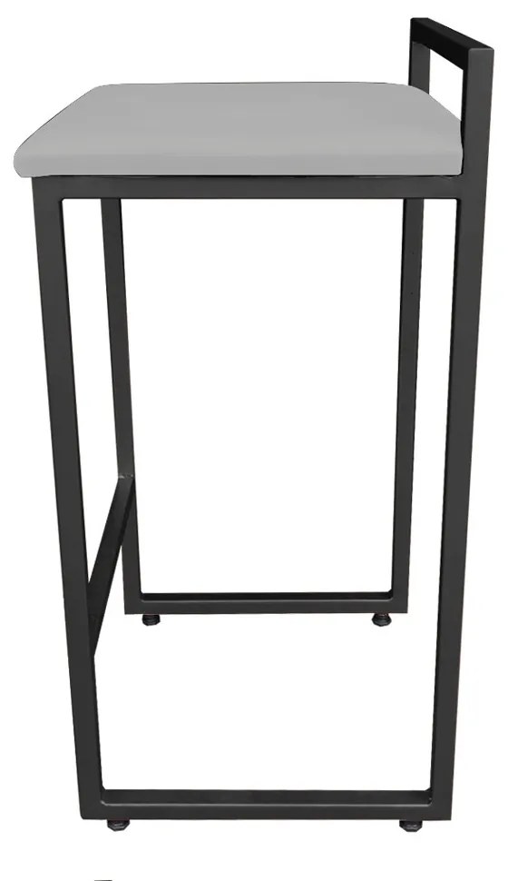 Banqueta Alta Lavínia Suede Cinza Base Preto D'Rossi