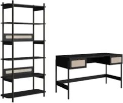 Mesa Escrivaninha e Estante Pés Madeira Arlo A10 Nero/Preto - Mpozenat