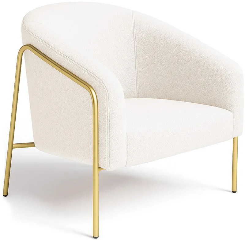 Poltrona Sala Industrial Alta Dourado Stella Bouclê D03 - D'Rossi - Off White