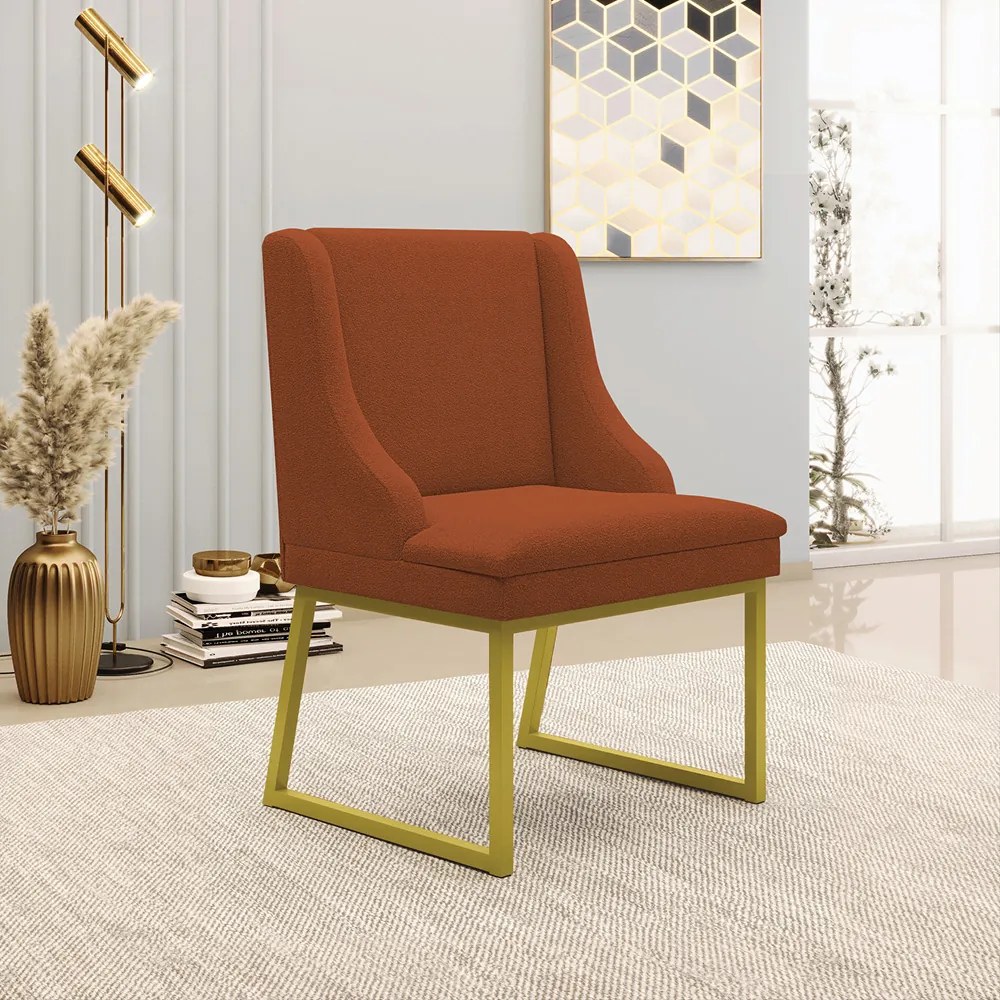 Cadeira Sala de Jantar Industrial Dourado kit 6 Liz Bouclê D03 - D'Rossi - Terra