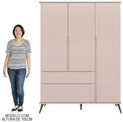 Jogo De Quarto Infantil Guarda Roupa e Cômoda 100% MDF Melinda Rosê -