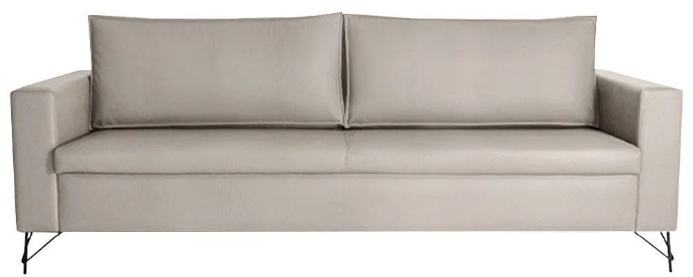 Sofá Decorativo 2 Lugares 210 CM Denmark Veludo Bege Com Pés Preto G62 - Gran Belo