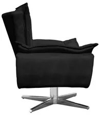 Poltrona Decorativa Sala de Estar Base Giratória Cromada Opla Suede Pr