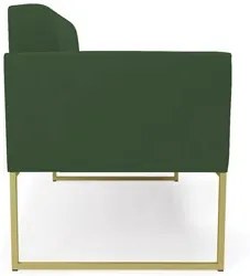 Sofá Namoradeira e 1 Poltrona Base Industrial Dourado Ana Veludo Verde