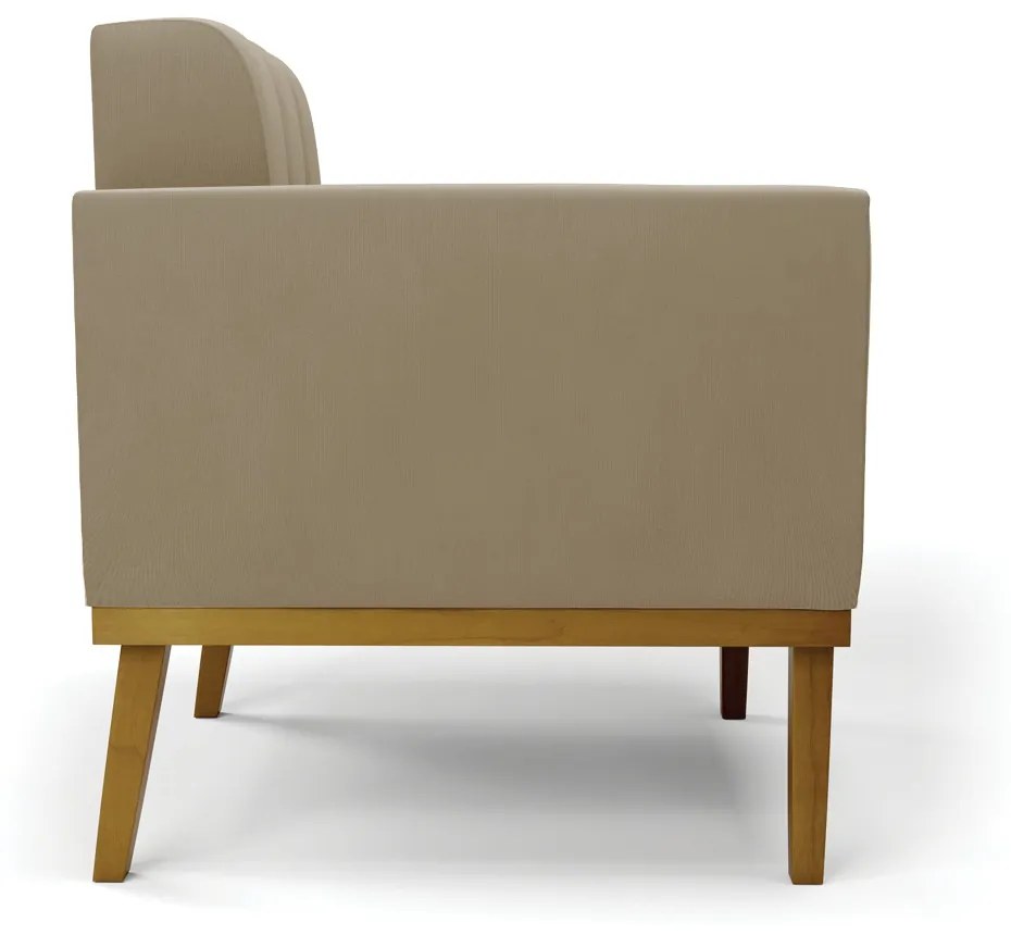 Sofá Namoradeira Base de Madeira Castanho Elisa Suede D03 - D?Rossi - Marrom Rato