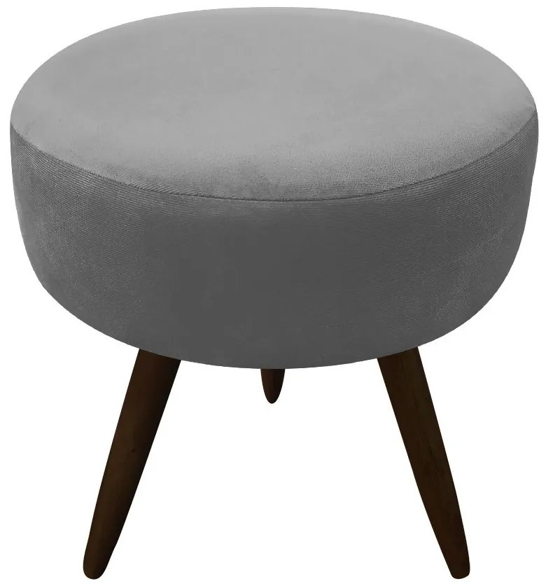 Puff Banqueta Berlim Redondo Suede Grafite Pés Tabaco D'Rossi