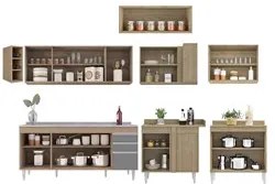 Armário de Cozinha Modulado de Canto 8 Peças CP27 com Pia Inox Castanh