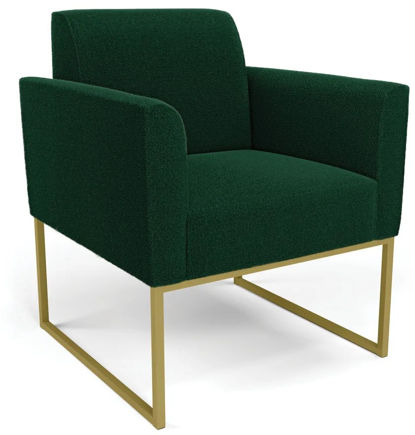 Poltrona Sala de Estar Industrial Dourado Marisa Bouclê D03 - D'Rossi - Azul