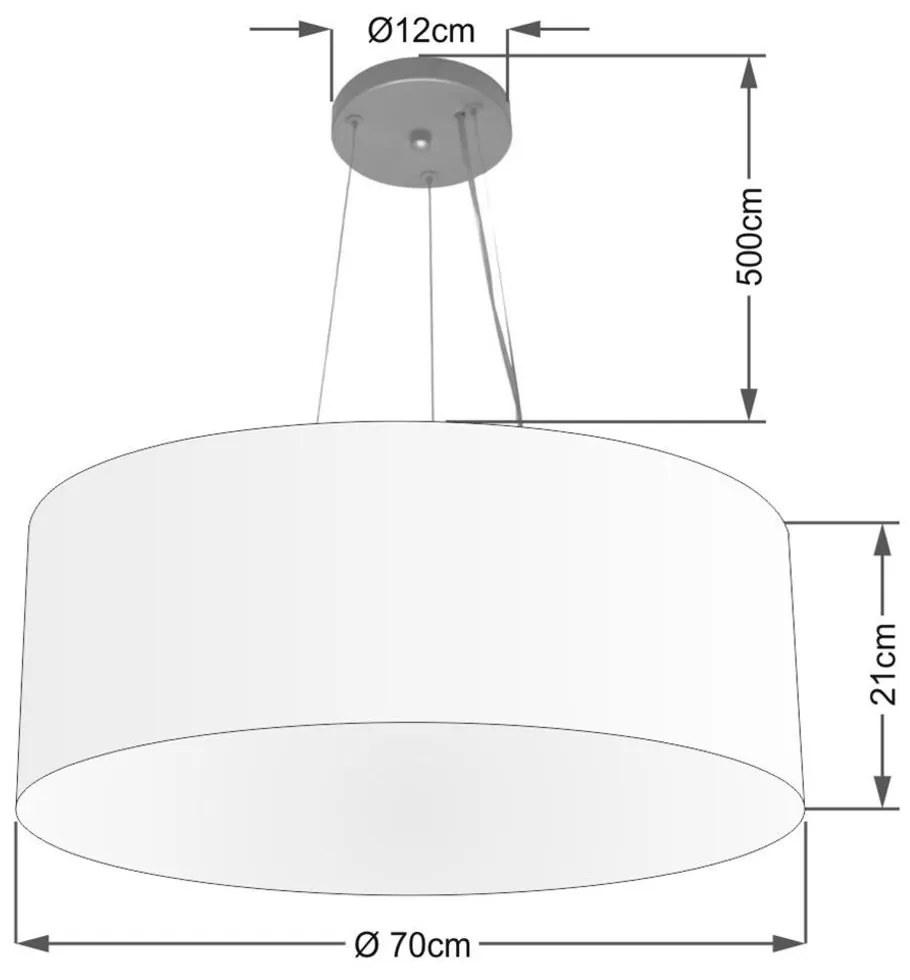 Lustre Pendente Cilíndrico Md-4150 Cúpula em Tecido 70x21cm Algodão Crú - Bivolt