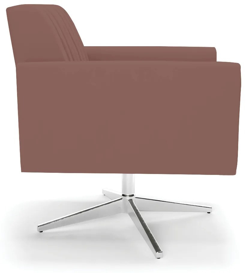 Poltrona Giratória Viena Gomada Veludo Base Cromada D03 - D'Rossi - Rose