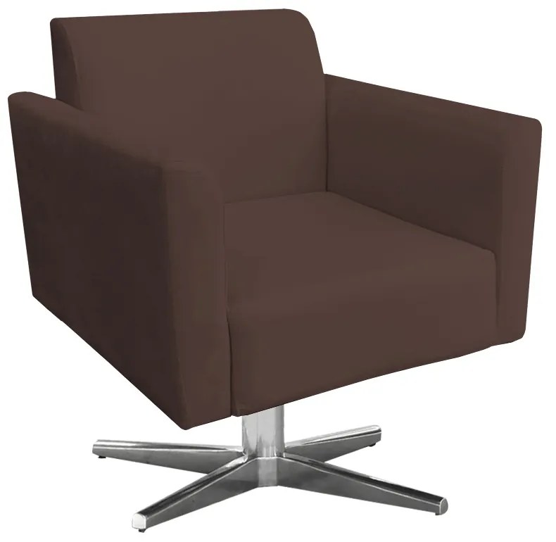 Kit 02 Poltronas Giratória Marisa Suede Base Cromada D03 - D'Rossi - Marrom