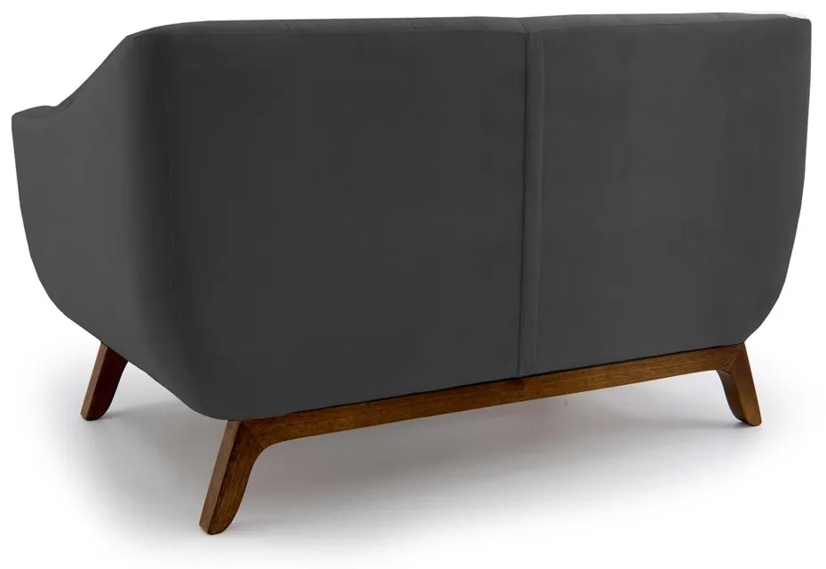Sofá 2 Lugares Odeon D07 140cm Base Madeira Veludo Cinza - D'Rossi