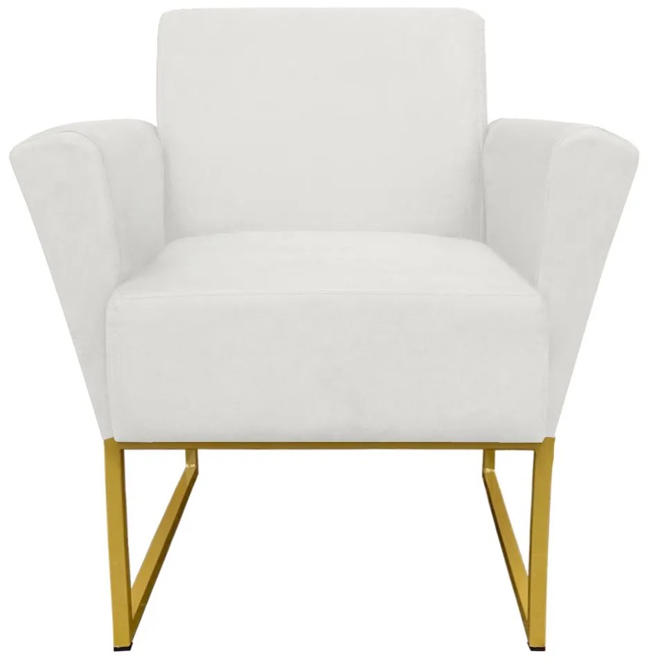 Poltrona Dora Suede Base Metálica Dourado D'Rossi - Branco
