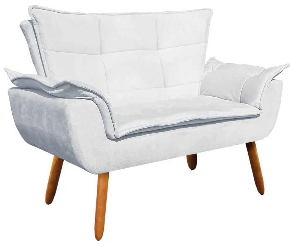 Sofá Namoradeira e 2 Poltronas Giratória MM30 Opala Suede D03 - D'Rossi - Cinza