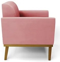 Sofá Namoradeira e 2 Poltronas Base Madeira Castanho Maressa Suede Ros