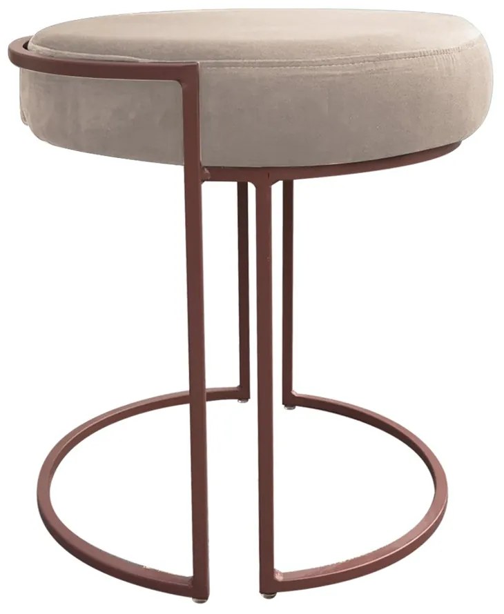 Puff Redondo Base Industrial Cobre Kit 2 Love Suede D03 - D'Rossi - Bege