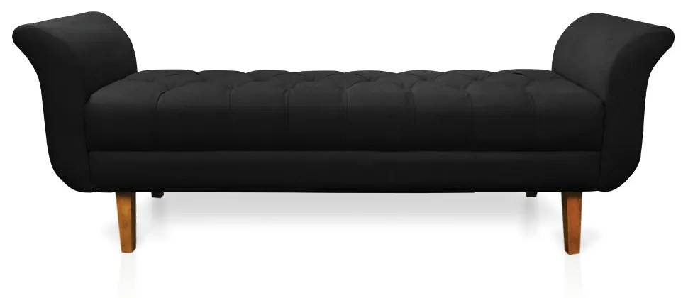 Recamier Olinda Suede Preto 160 cm Pés Chanfrado Castanhos - D'Rossi
