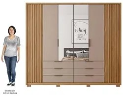 Guarda Roupa Casal Com 2 Espelhos 6 Portas Martin C01 Buriti/Fendi - M