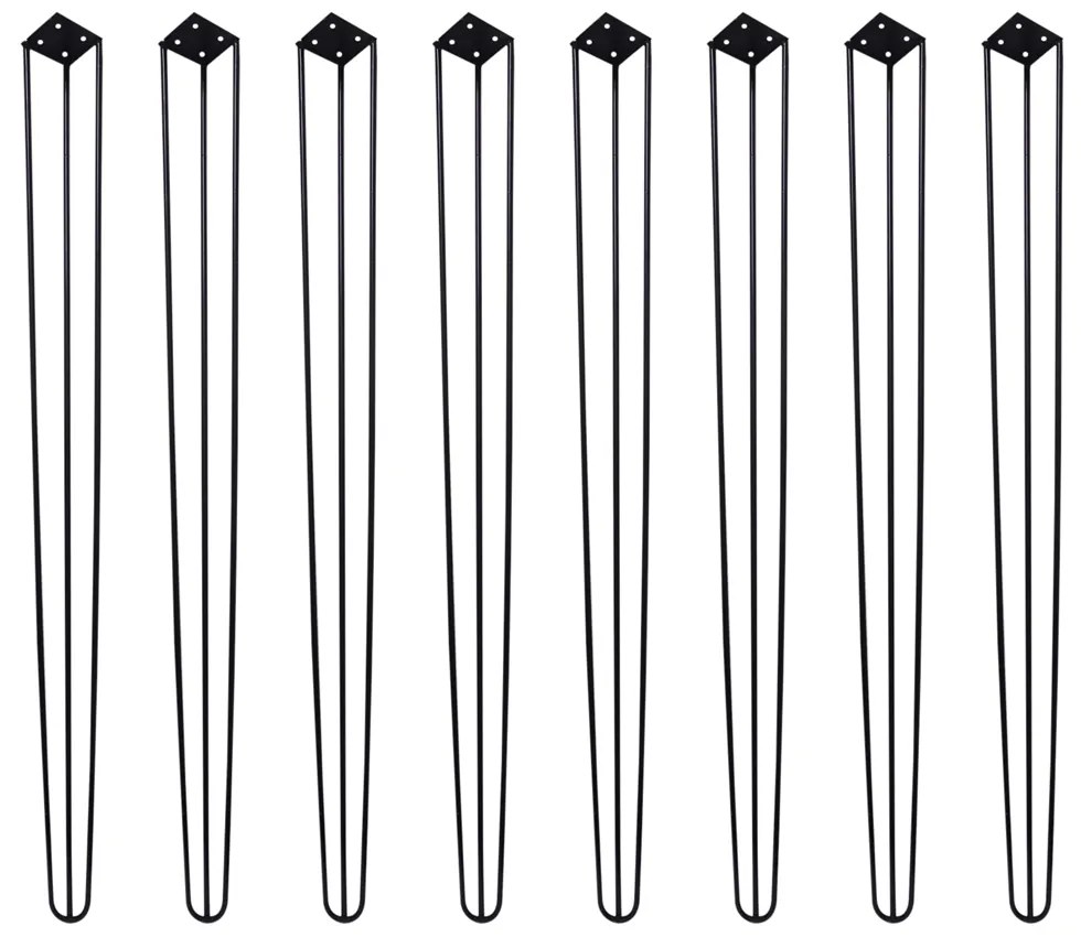 Kit 8 Pés de Metal 90 CM Hairpin Legs Aparador e Mesa de Canto Preto G41