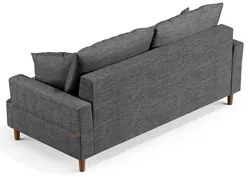 Sofá Living 3 Lugares 200cm com Almofadas Veras D05 Linho Cinza Escuro