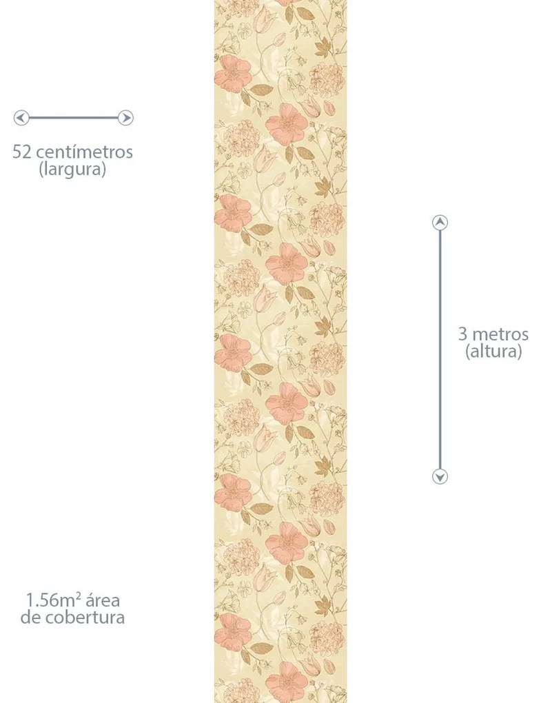 Papel de Parede Floral Amarelo e Rose