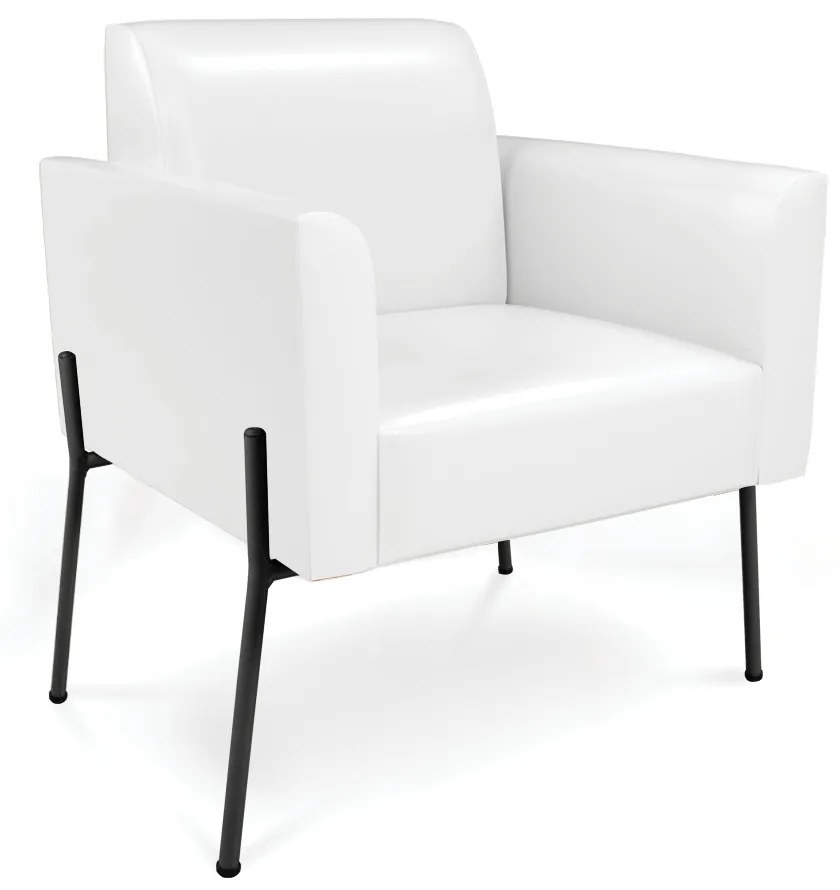 Poltrona Pé de Ferro Preto para Sala Marisa Corano D03 - D'Rossi - Branco