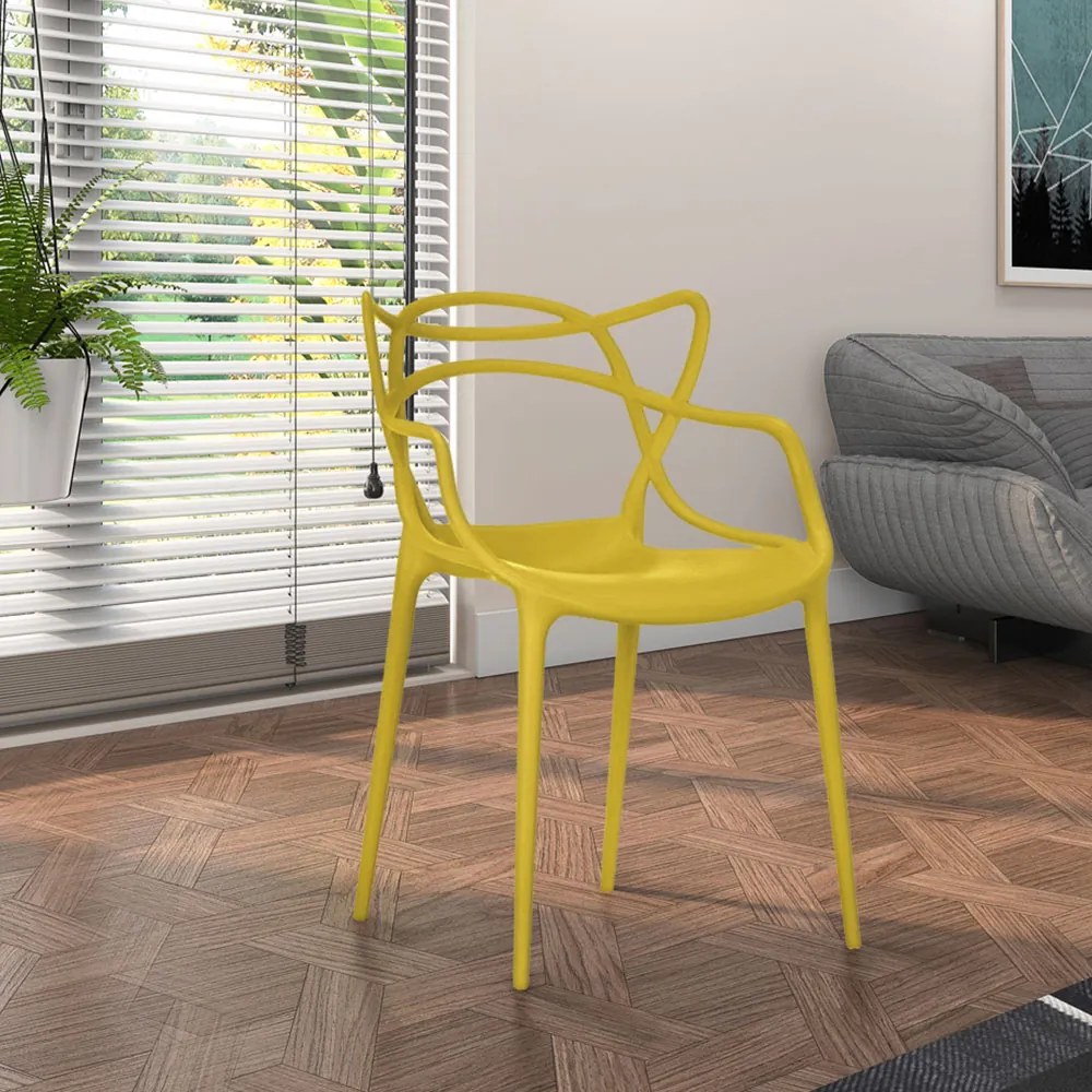Kit 5 Cadeiras Decorativas Sala e Cozinha Feliti (PP) Amarela G56 - Gran Belo