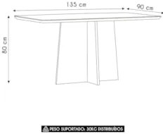 Mesa de Jantar Retangular 135cm 4 Lugares Zuma Ypê/Off N02 - Mpozenat
