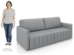 Sofá Cama Casal Retrátil 2 Lugares 192cm Atlas Z32 Linho Cinza - Mpoze