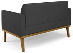 Sofá Namoradeira e 2 Poltronas Base Madeira Castanho Maressa Sintético