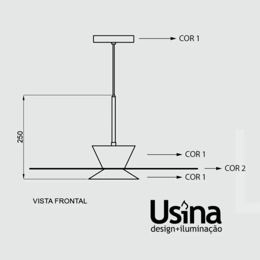 Pendente Tule Ø60X25Cm 1Xmr16 - Usina 25120/60 (PT - Preto Texturizado, Igual a Cor 1)