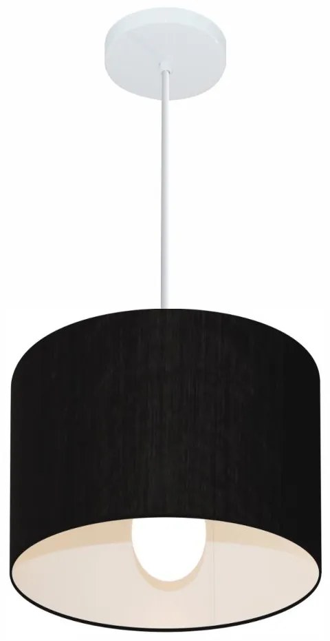 Lustre Pendente Cilíndrico Md-4113 Cúpula em Tecido 30x25cm Preto - Bivolt