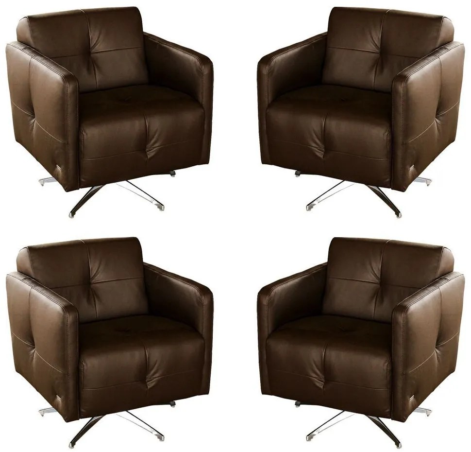 Kit 4 Poltronas Giratória para Sala de Estar Astana Couro Capucino G40 - Gran Belo